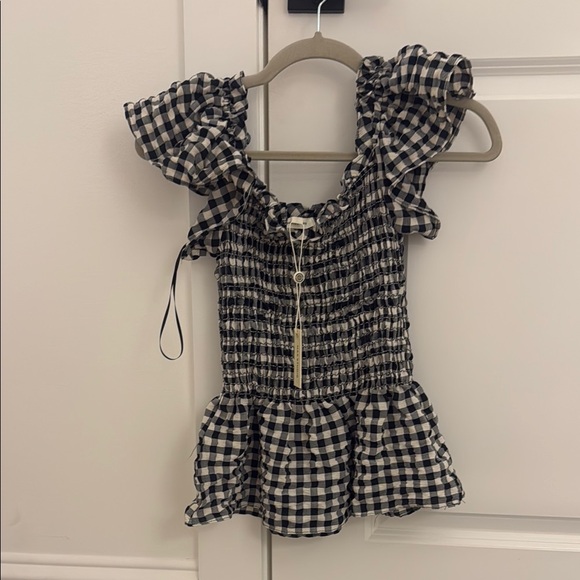Gingham Ruffle Smocked Top - Picture 2 of 3